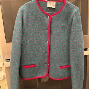 VINTAGE. SKYR Sportswear Wool Top with Red and Green Stripes